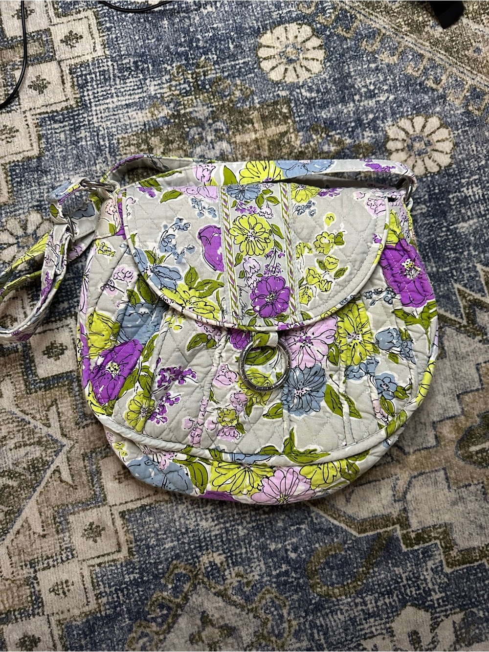 Vera Bradley Floral Quilted Crossbody in Purple, Yellow, Blue, Green